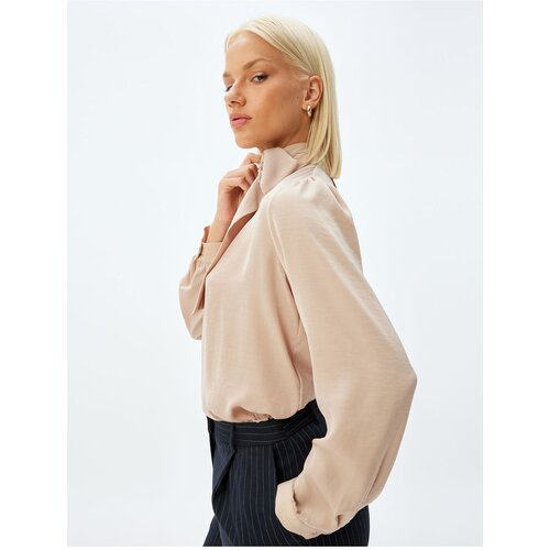 Koton Scarf Collar Satin Shirt Long Sleeve Aerobin Fabric Slike
