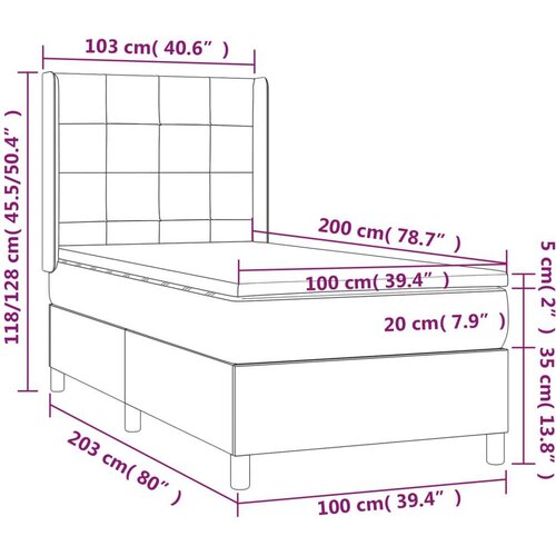  S oprugama i madracem svjetlosivi 100x200 cm od tkanine Slike