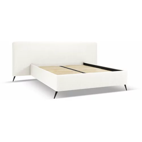 Milo Casa Kremno bela oblazinjena zakonska postelja s prostorom za shranjevanje in letvenim dnom 140x200 cm Walter –