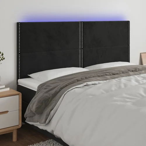 Led uzglavlje crno 200x5x118/128 cm baršunasto