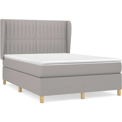  Krevet box spring s madracem svjetlosivi 140x200 cm od tkanine Slike