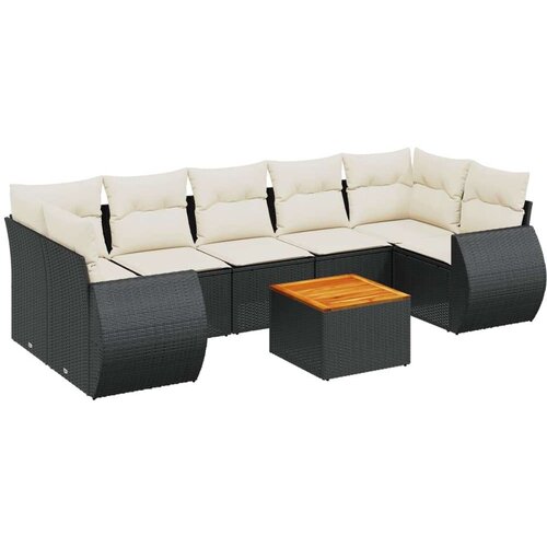  8-dijelni set vrtnih sofa od poliratana s jastucima crni Slike