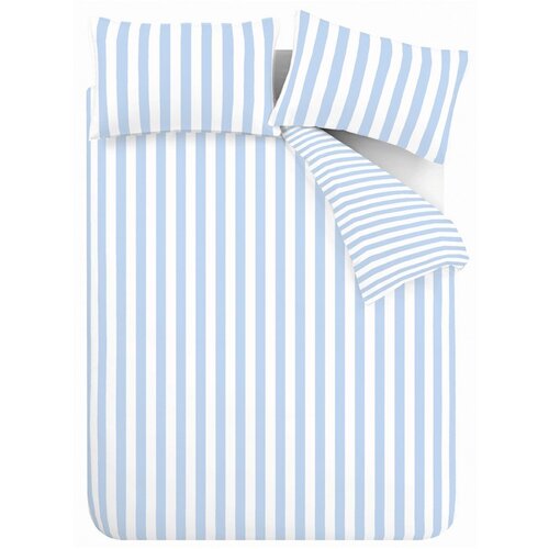 Sassy B Bijela/plava 3-dijelna posteljina za bračni krevet 200x200 cm Stripe Tease – Cene