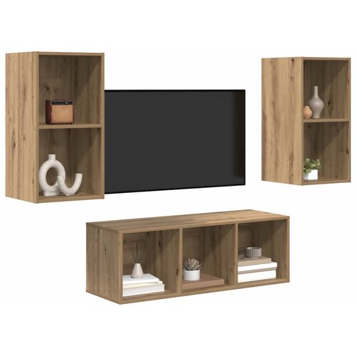  Set TV komoda 3 kom. Umjetnički hrast Konstruirano drvo Slike