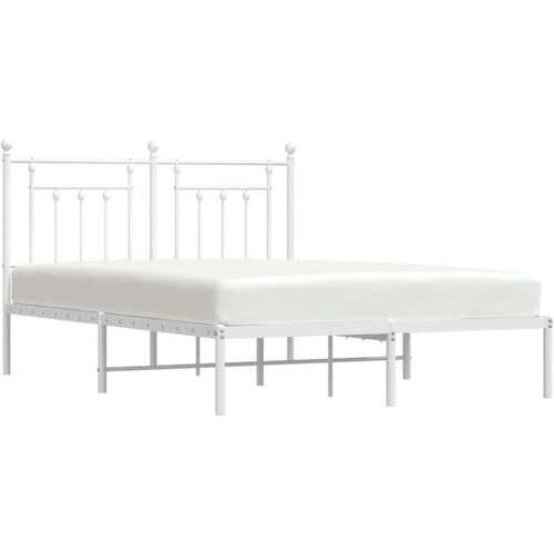 VidaXL Metalni okvir za krevet s uzglavljem bijeli 150x200 cm Slike