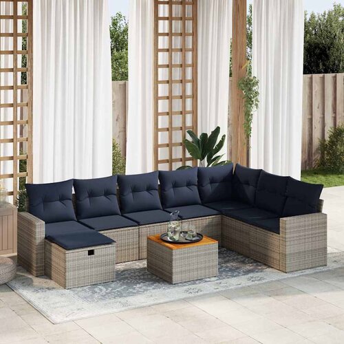 vidaXL 9-dijelni set vrtnih sofa od poliratana s jastucima sivi Cijene