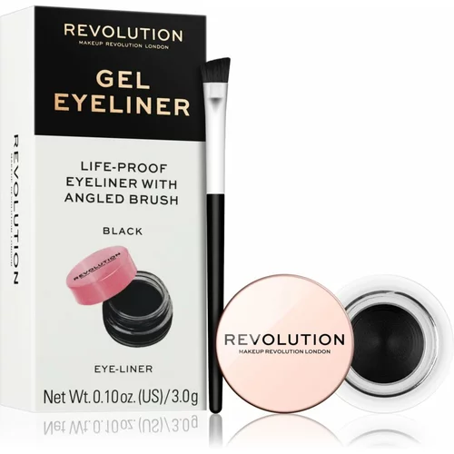 Makeup Revolution Gel Eyeliner Pot gel črtalo za oči s čopičem odtenek Black 3 g