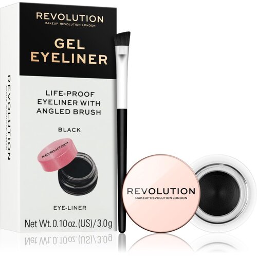 Makeup Revolution Gel Eyeliner Pot tuš za oči u gelu s kistom nijansa Black 3 g Cijene