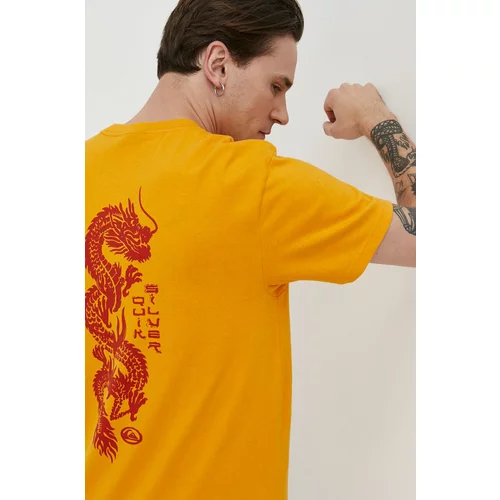 Quiksilver Pamučna majica za muškarce, boja: žuta, s tiskom