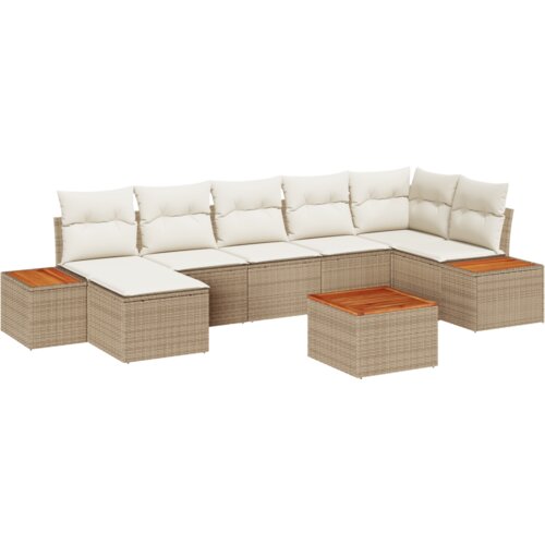 vidaXL Garnitura za vrt s 8 komada i jastučićima Bež poli ratan akacija Cene