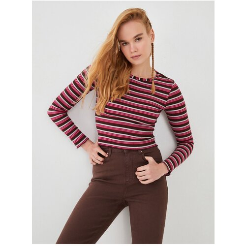 LC Waikiki Women's Crew Neck Striped Long Sleeve Sweater Cene