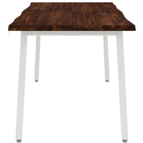  Stol za blagovanje s prirodnim rubom 160 x 80 x 75 cm - tamno smeđe i bijele boje 160 x 80 x 75 cm Živi rub Slike