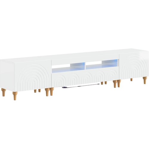  3-dijelni LED TV kabinet Bijela visokog sjaja Konstruirano drvo Cene