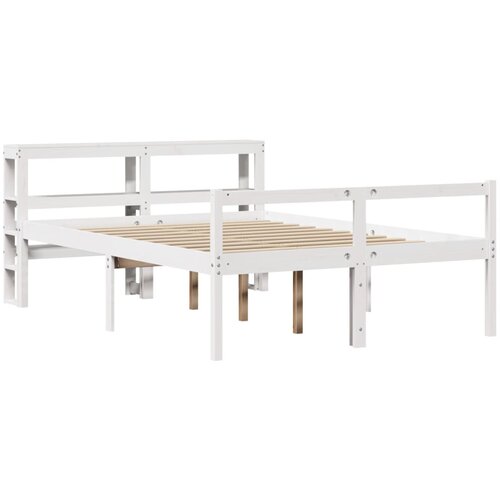 vidaXL postelja za starej&scaron;e z vzglavjem bela 120x200 cm trdna borovina, (21303529) Cene