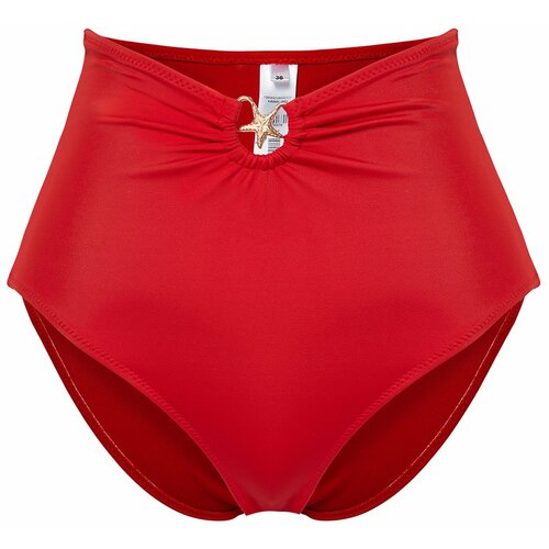 Trendyol Red*003 High Waist Regular Bikini Bottoms with Plain Panties Slike