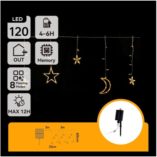 Aigostar led solarni božićni lanac 120xLED/8 funkcija 3x0,6m 500 mah IP65 topla bela Cene