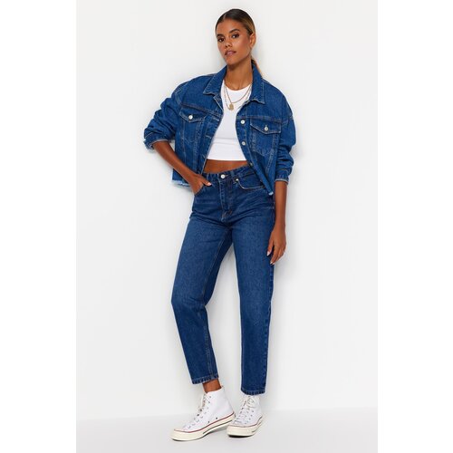Trendyol Dark Blue High Waist Mom Jeans Slike