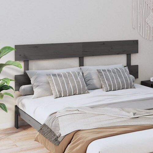 VidaXL Uzglavlje za krevet sivo 204 x 3 x 81 cm od masivne borovine Slike