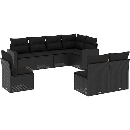  8-dijelni set vrtnih sofa od poliratana s jastucima crni Slike