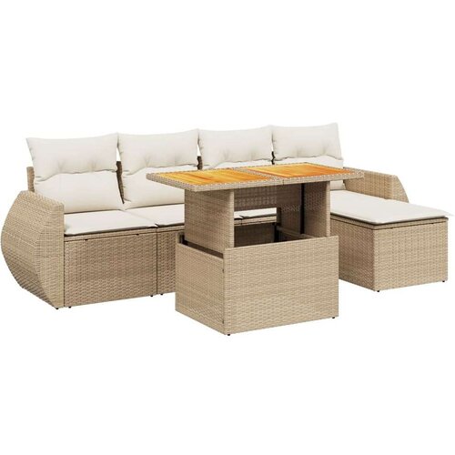 VidaXL 6-dijelni set vrtnih sofa s jastucima bež od poliratana Slike