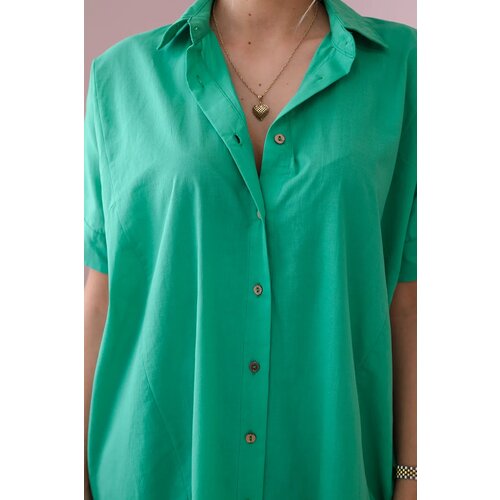 Kesi Cotton shirt with short sleeves of green color Cene