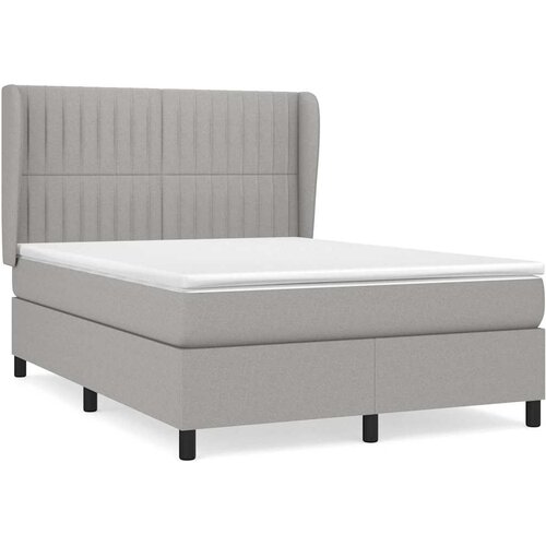  Krevet s oprugama i madracem svjetlosivi 140x190 cm od tkanine Slike