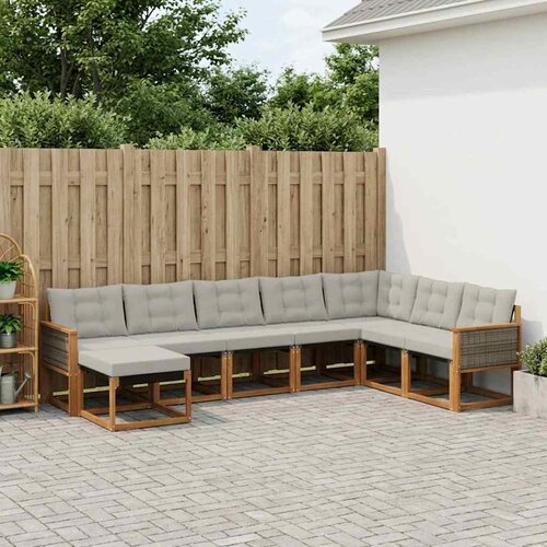  Set vanjskih sofa s jastukom 8 pcs Prirodna i Svjetlosiva Cene