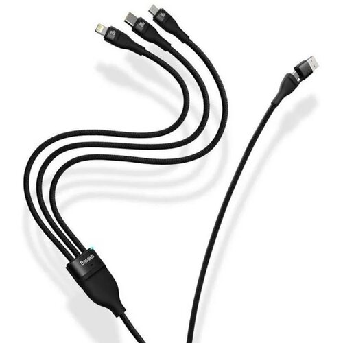 Baseus USB kabel 3u1 Flash Series II USB A to Micro + Lightning 8-pin + Type C 100W 1.2m plavi Slike