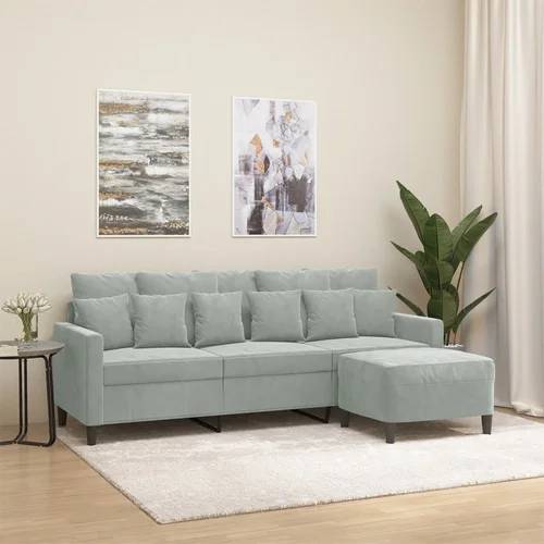 The Living Store Trosed s stolčkom za noge svetlo siv 180 cm žamet - Trosed S Stolčkom Za Noge, (21485144) The Living Store Trosed s stolčkom za noge svetlo siv 180 cm žamet - Trosed S Stolčkom Za Noge, (21485144)