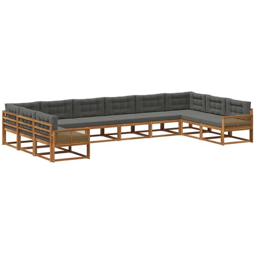 vidaXL Zunanja garnitura za sedenje 10 pcs Naravna in antracitna, (5000282704) Cene