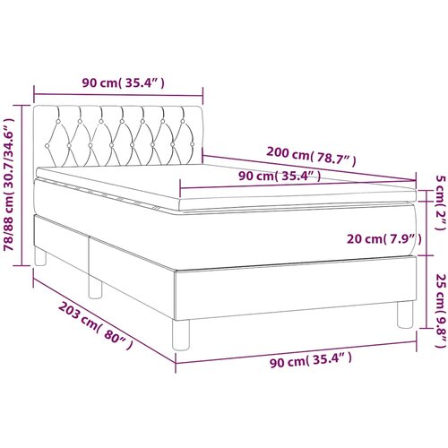  box spring s madracem LED crni 90x200 cm od tkanine Slike