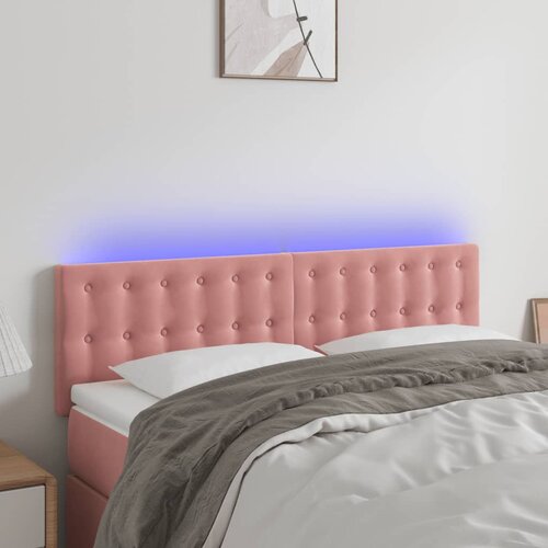 The Living Store led posteljno vzglavje roza 144x5x78/88 cm žamet - led vzglavje, (21495426) Cene