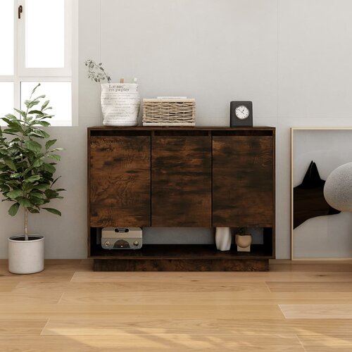 VidaXL komoda dimljeni hrast 97x31x75 cm iverna plo&amp;scaron;ča Slike