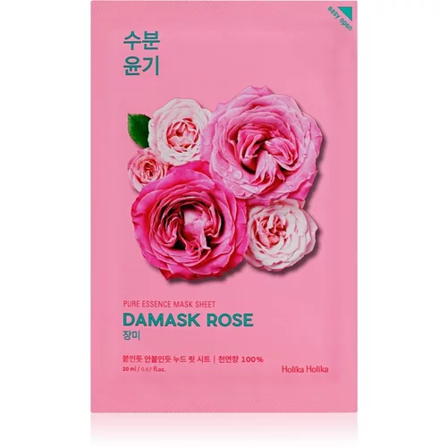 Holika Holika Pure Essence Damask Rose Sheet maska s hidratacijskim i revitalizirajućim učinkom 20 ml