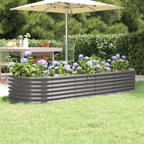 vidaXL visoka greda iz prašno premazanega jekla 224x80x36 cm siva Cene