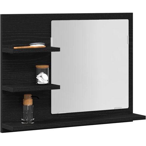  Kupaonsko ogledalo crni hrast 60x10,5x45 cm konstruirano drvo Slike