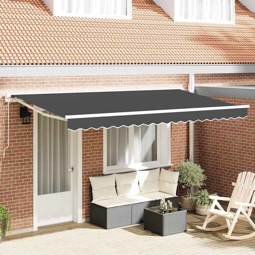 Skrovita tenda Antracit 350 x 200 cm Poliester i metal - Antracit (bijeli okvir) 3 5 x 2 m Ručna Cijene
