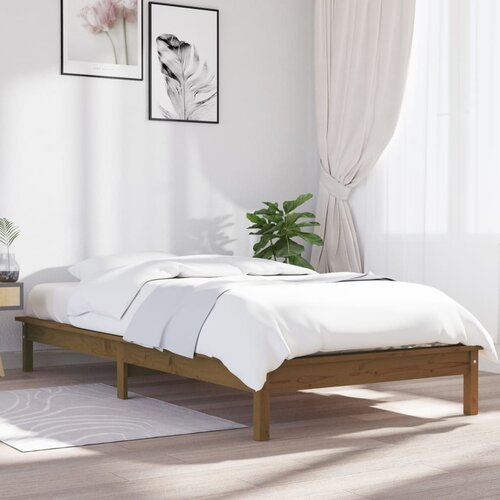 vidaXL Posteljni okvir medeno rjav 90x200 cm trdna borovina Cene