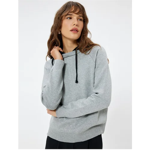 Koton Hooded Knitwear Sweatshirt Pullover Color Contrast