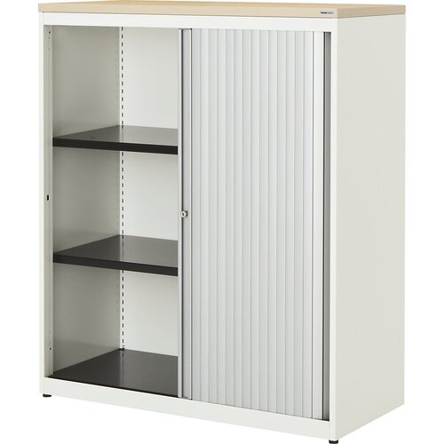 mauser Omara s prečnim rolojem, VxŠxG 1180 x 800 x 432 mm, plošča iz umetne mase, 2 polici, čisto bele / aluminijaste barve / javor Cene