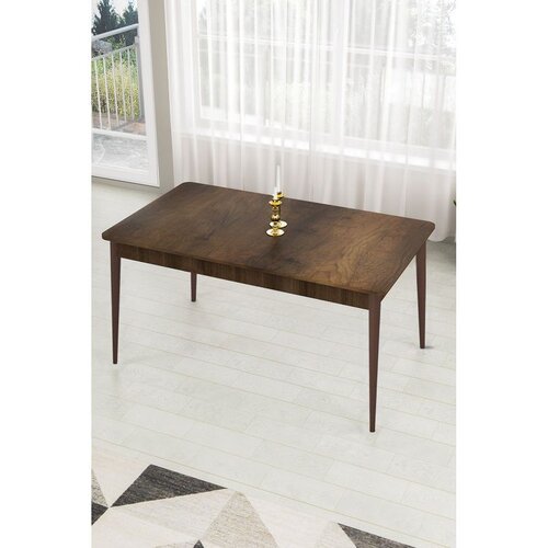 Hanah home trpezarijski sto Pir, 130 &amp;times; 80 cm, ploča u dekoru drveta Baroque, braon noge Slike