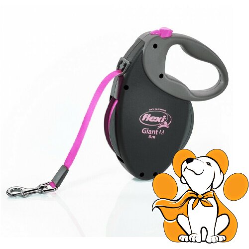 Flexi giant M Tape 8m, Povodac Sa Trakom Za Pse Do 25kg, Crno-Roze Cene