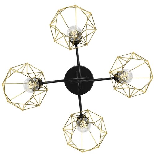  Plafonski luster BERGEN 4xE27/60W/230V crna/zlatna Slike