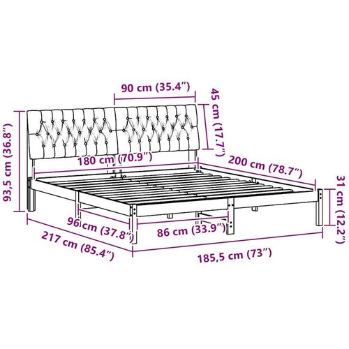 VidaXL krevetni okvir s tapiciranim uzglavljem Bijelo 180 x 200 cm Slike