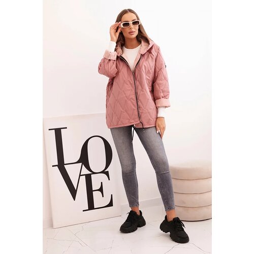 Kesi Włoski Women&amp;#039;s quilted jacket with a hood dark pink Slike
