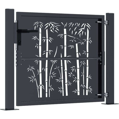 VidaXL Vrtna vrata antracit 105 x 80 cm čelična s uzorkom bambusa Slike