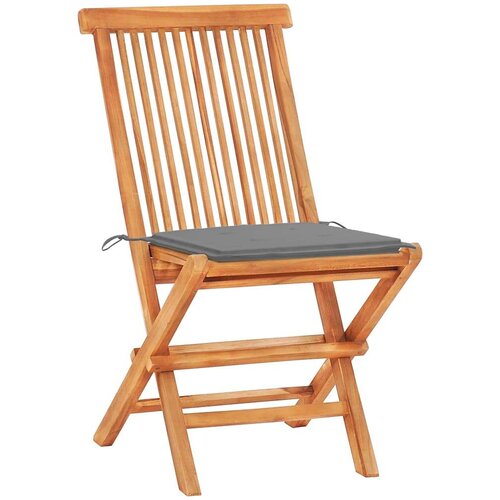 VidaXL 3-dijelni bistro set sa sivim jastucima od masivne tikovine Slike