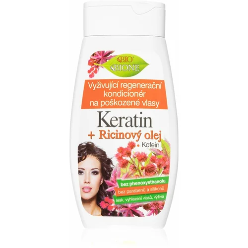 Bione Cosmetics Keratin + Ricinový olej regenerator za slabu i oštećenu kosu 260 ml
