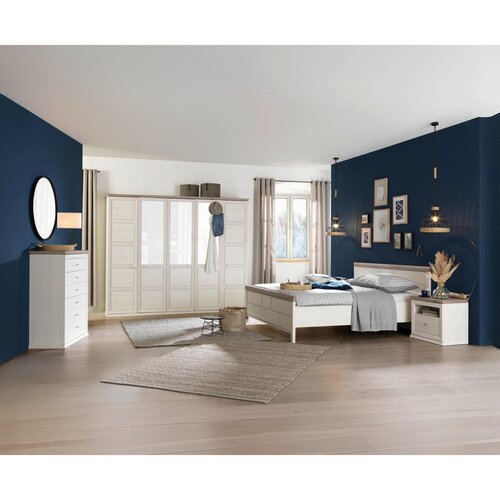 Hom`in POSTELJA 180 cm x 200 cm , leseni material siva, bela Slike