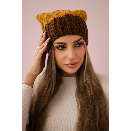 Kesi marka niezdefiniowana Cap with fleece Milano K203 mustard melange+brown Slike